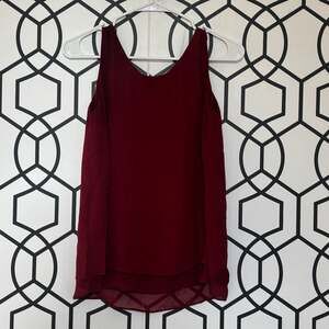 Cato Maroon Layered Chiffon Sleeveless Blouse Top Size Small